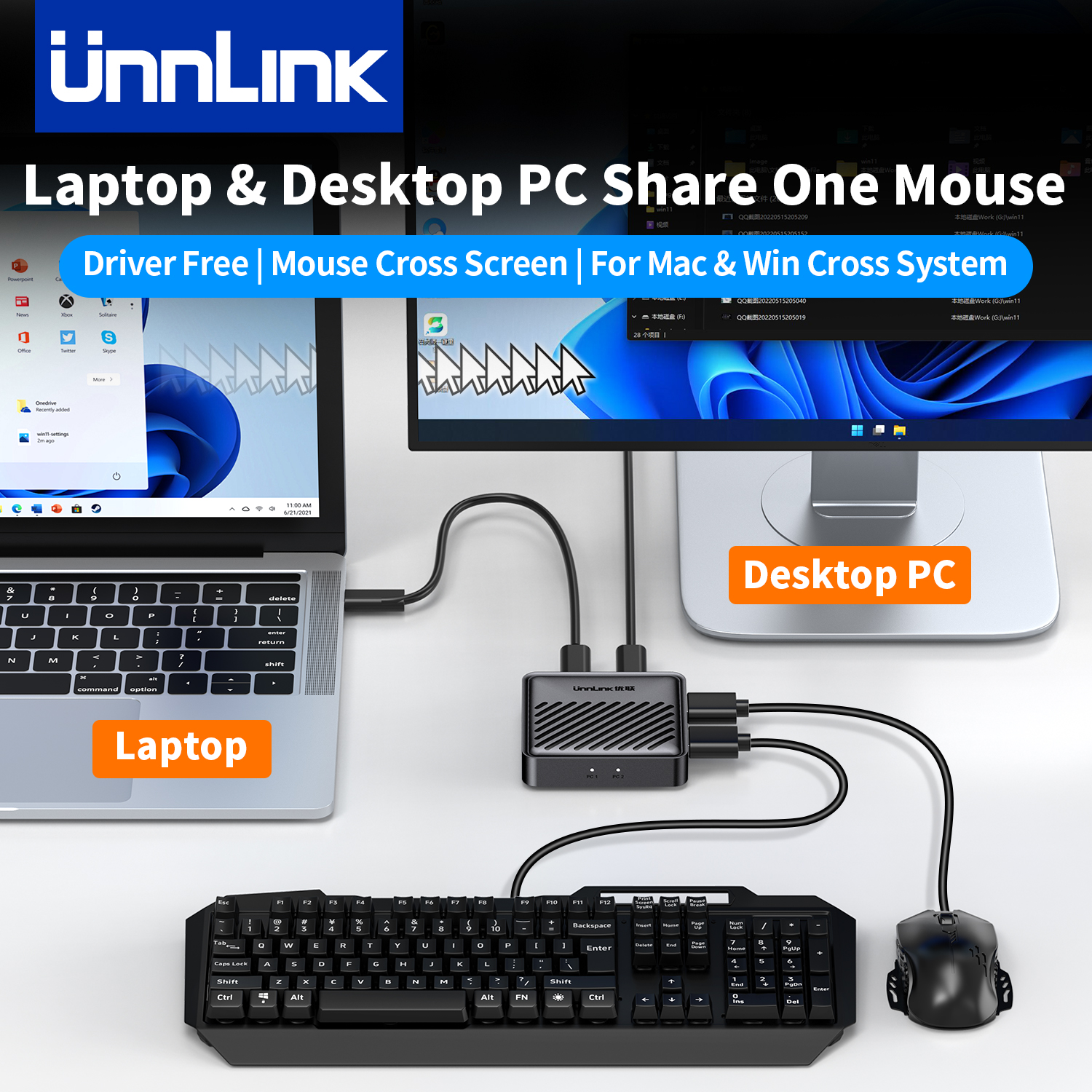 Laptop Accessories Toys - Unnlink USB KVM Switch, Two Computers