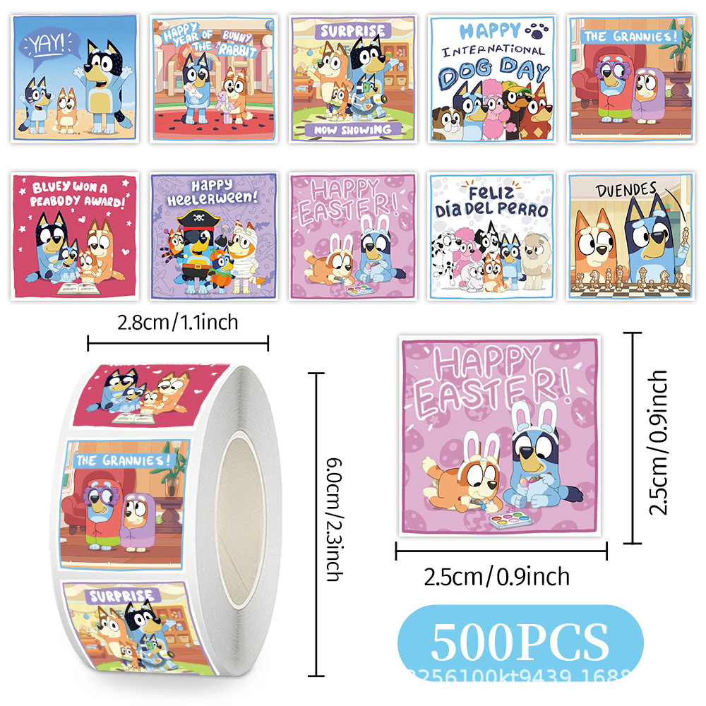 Wholesale 500Pcs/Roll Bluey St - Laptop Accessories Stickers recension och pris